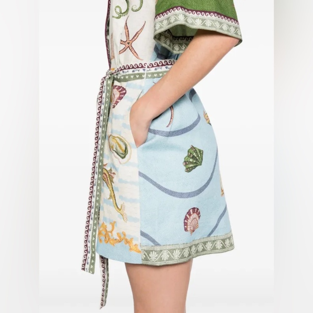 Alemais Dresses | Alemais Bath House Dress Green and Cream Seaside Ocean Dress - Picture 4 of 7
